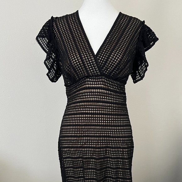 MAX STUDIO | NWT Lace Sheath Flutter Sleeve Midi Dress - Picture 3 of 17